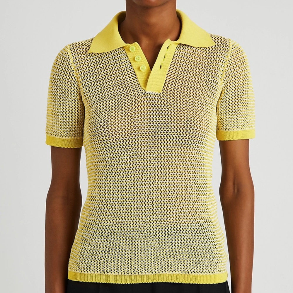 🎉SOLD 🎉Bottega Veneta Yellow Mesh Polo - Size L - NWT